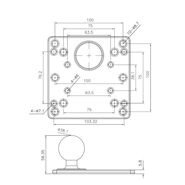 HDMount 100 mm VESA Plate - 1.5" Ball - Image 2