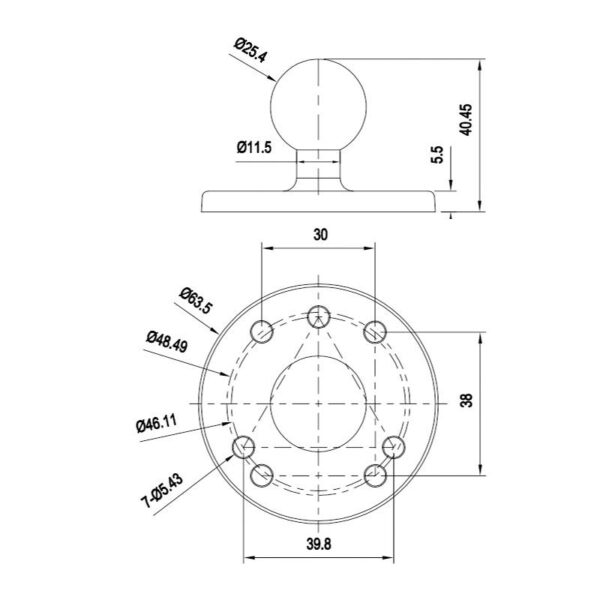 HDMount Circle Plate - 1" Ball - Image 2