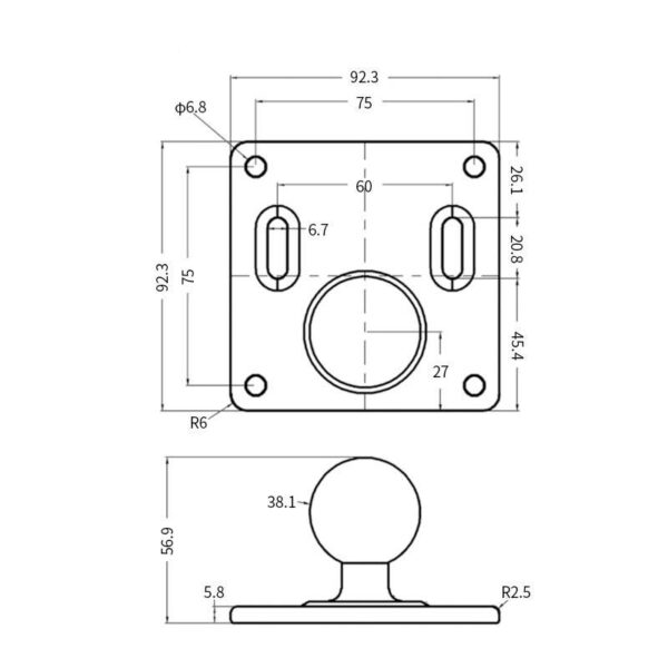 HDMount 75 mm VESA Plate - 1.5" Ball - Image 2