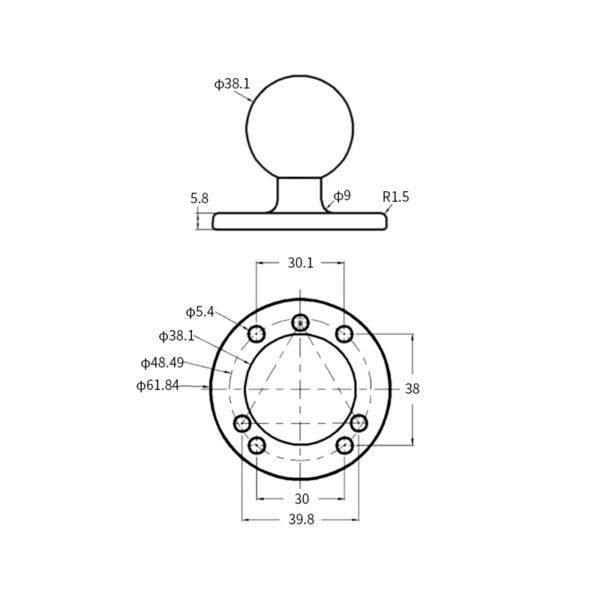 HDMount Circle Plate – 1.5″ Ball - Image 2